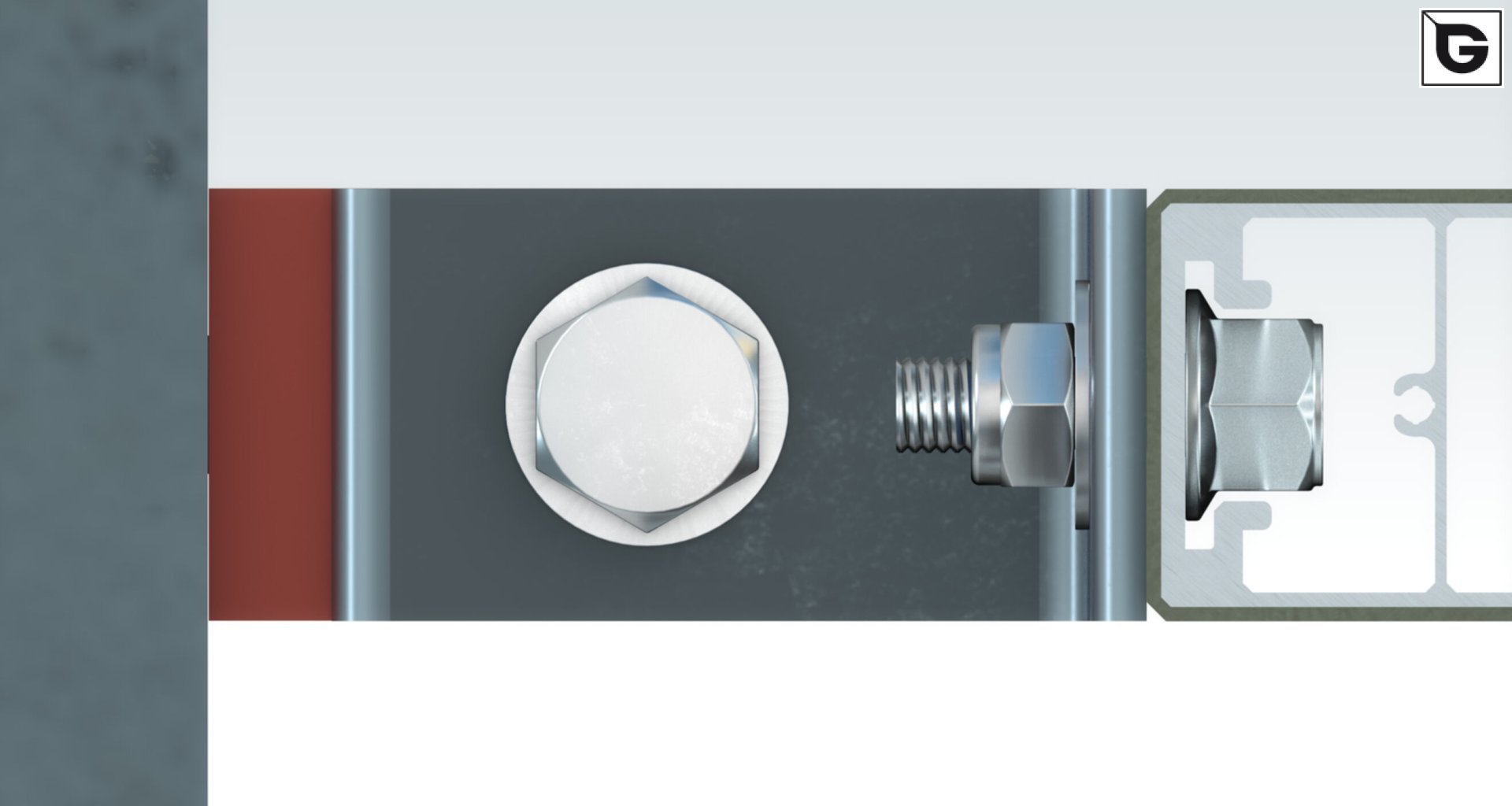 Befestigung über 
 Bolzen mit Flansch